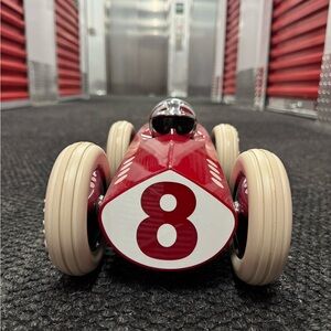 Hugo Boss Red Racing Car Figurine with Cream Wheels